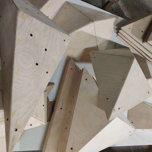 Assembled wooden shapes