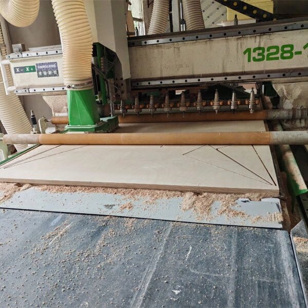 Custom plywood climbing volumes in manufacturing